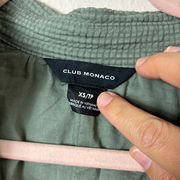 Club Monaco Puff Sleeve Half Button Down Mini Shirt Dress Color Seaspray size XS - Picture 5 of 12